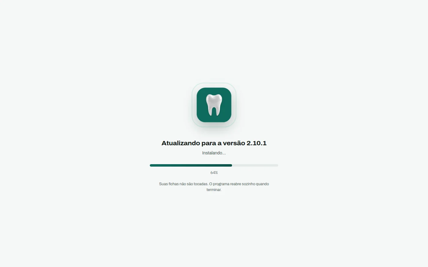 Tela de atualização do programa: a logo no centro e a barra de porcentagem embaixo.